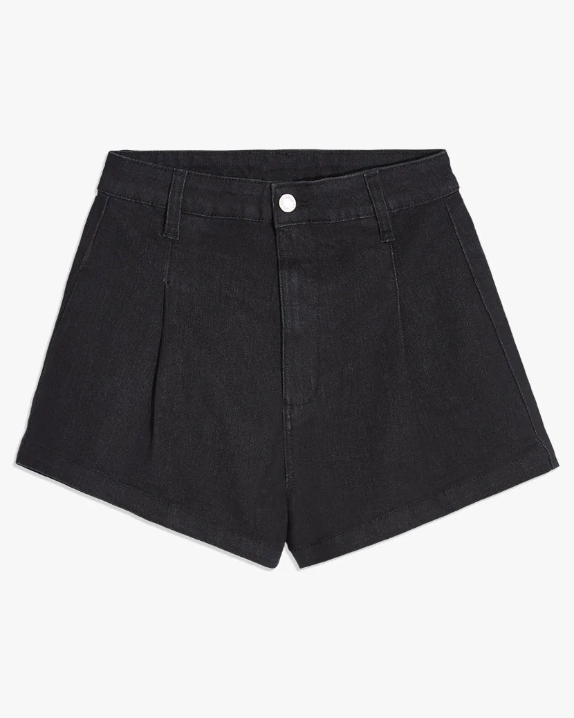 Trumpet Flare Stretch Denim Short | Rinse Black
