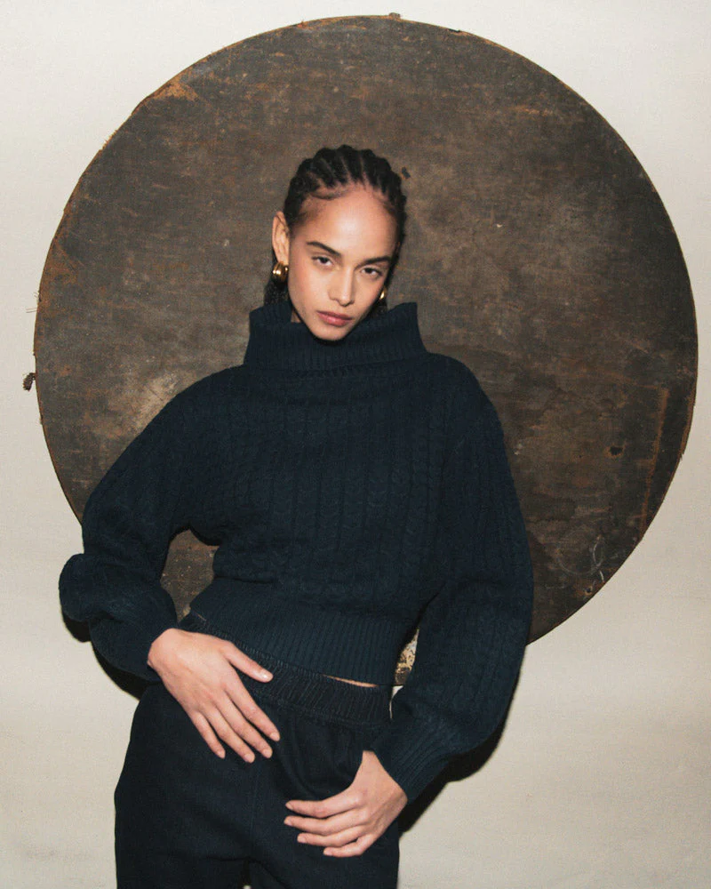 Turtleneck Cable Sweater | French Navy - Image 3