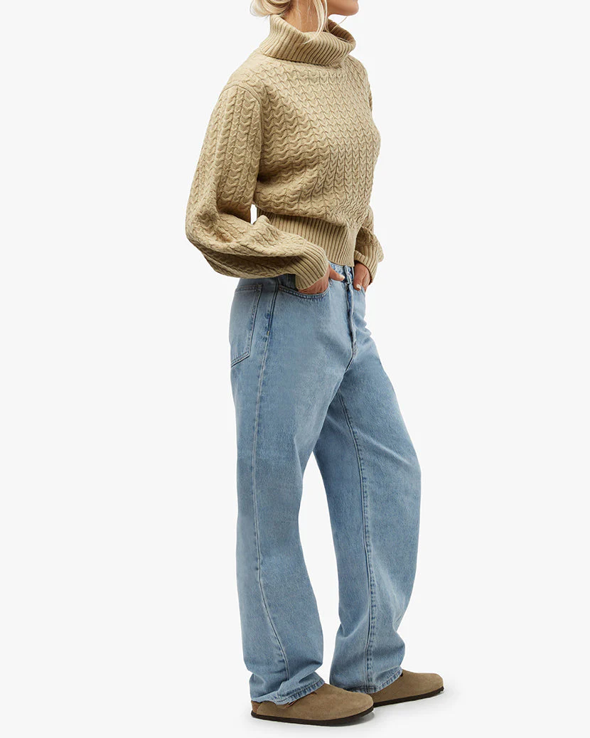 Turtleneck Cable Sweater | Oat - Image 4