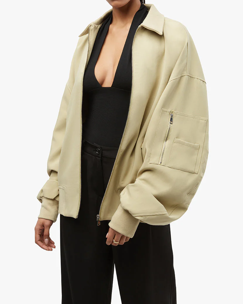Twill Bomber Jacket | Oat - Image 3