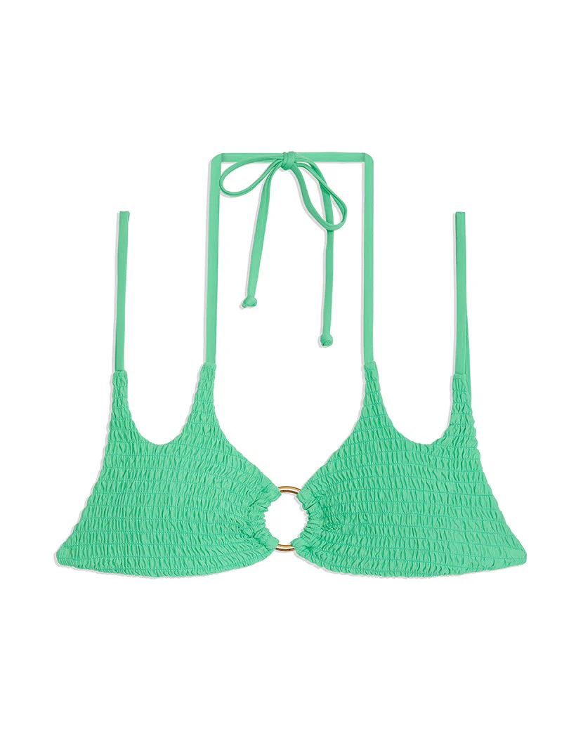 Two Tie Smocking Bikini Top | Bright Green - Image 3