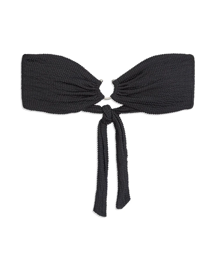 U-Ring Spongie Seersucker Bandeau Bikini Top | Black - Image 2