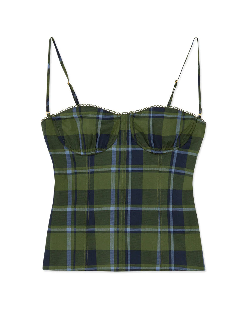 Underwire Classic Plaid Corset | Basil - Image 2