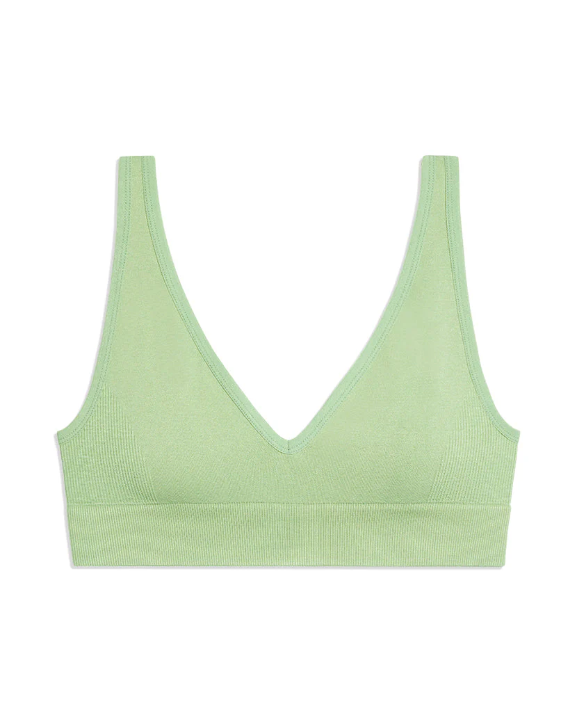 V-Neck Bra Top Pique Rib Knit | Fair Green - Image 2