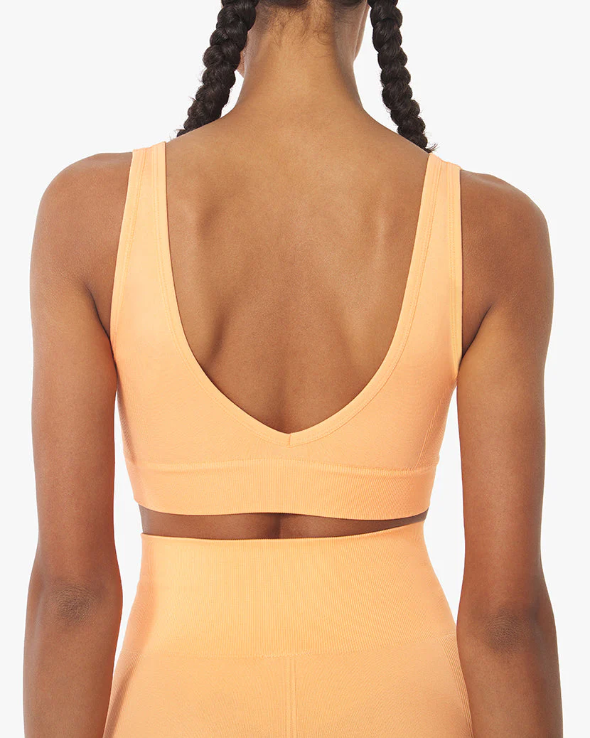 V-Neck Bra Top Pique Rib Knit | Peach Cobbler - Image 4