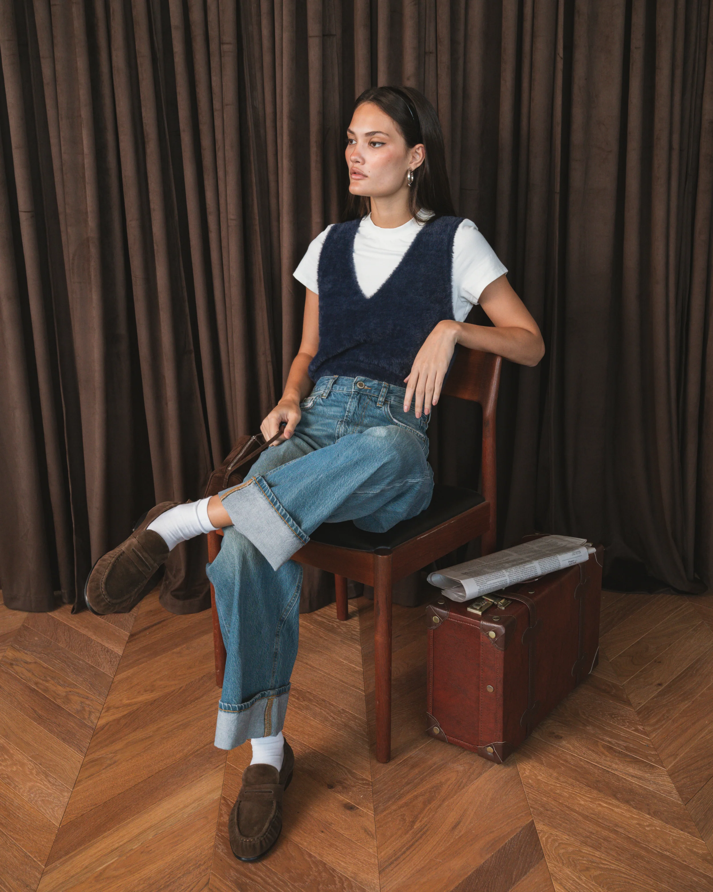 V Neck Sweater Vest | Dark Navy - Image 2