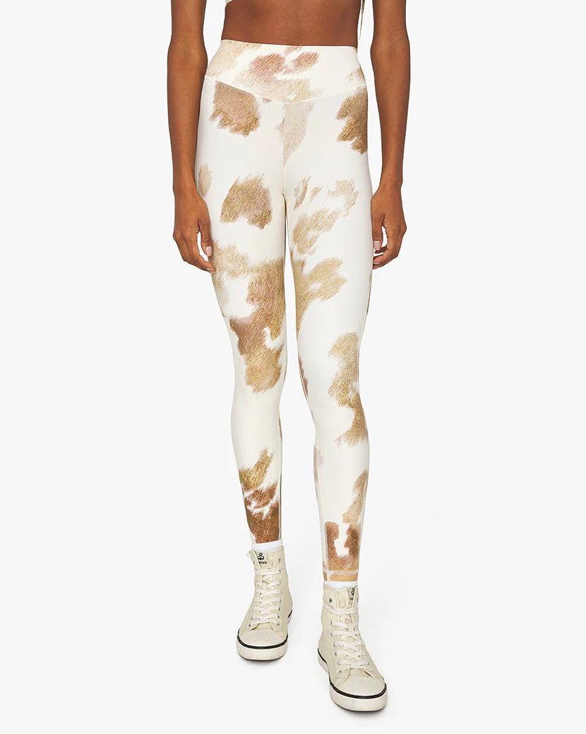 V-Shape Cowhide Leggings | Beige - Image 5