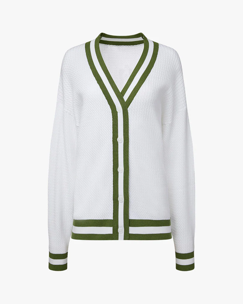 Varsity Cardigan | Optic White x Court Green - Image 2