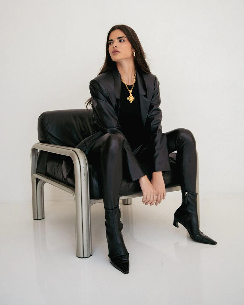 Vegan Leather Blazer | Black (V2) - Image 2