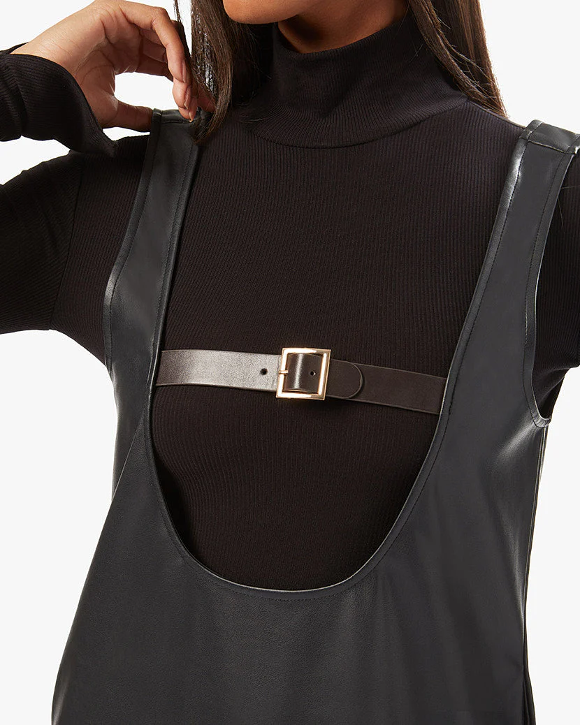 Vegan Leather Buckle Front Tunic | Black - Image 6