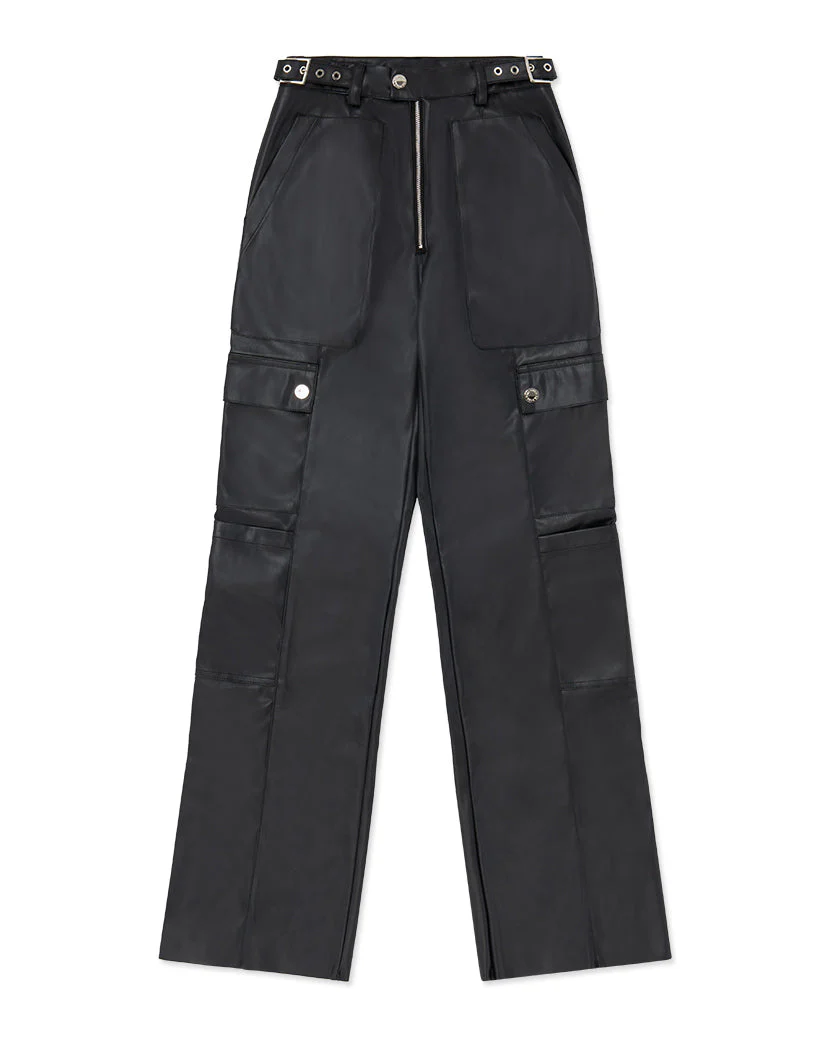 Vegan Leather Cargo Pant | Black - Image 2