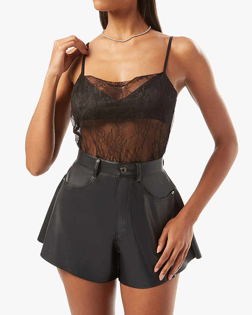 Vegan Leather Flare Bell Short | Black (V2) - Image 5