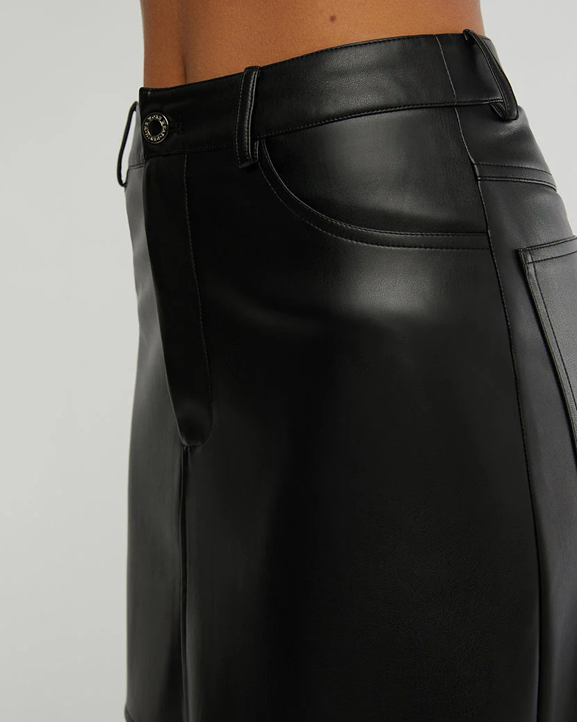 Vegan Leather Midi Skirt | Black - Image 5