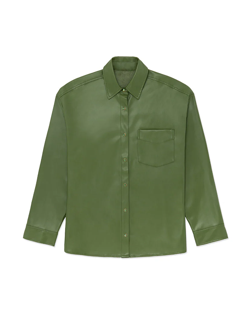 Vegan Leather Overshirt | Basil - Image 2
