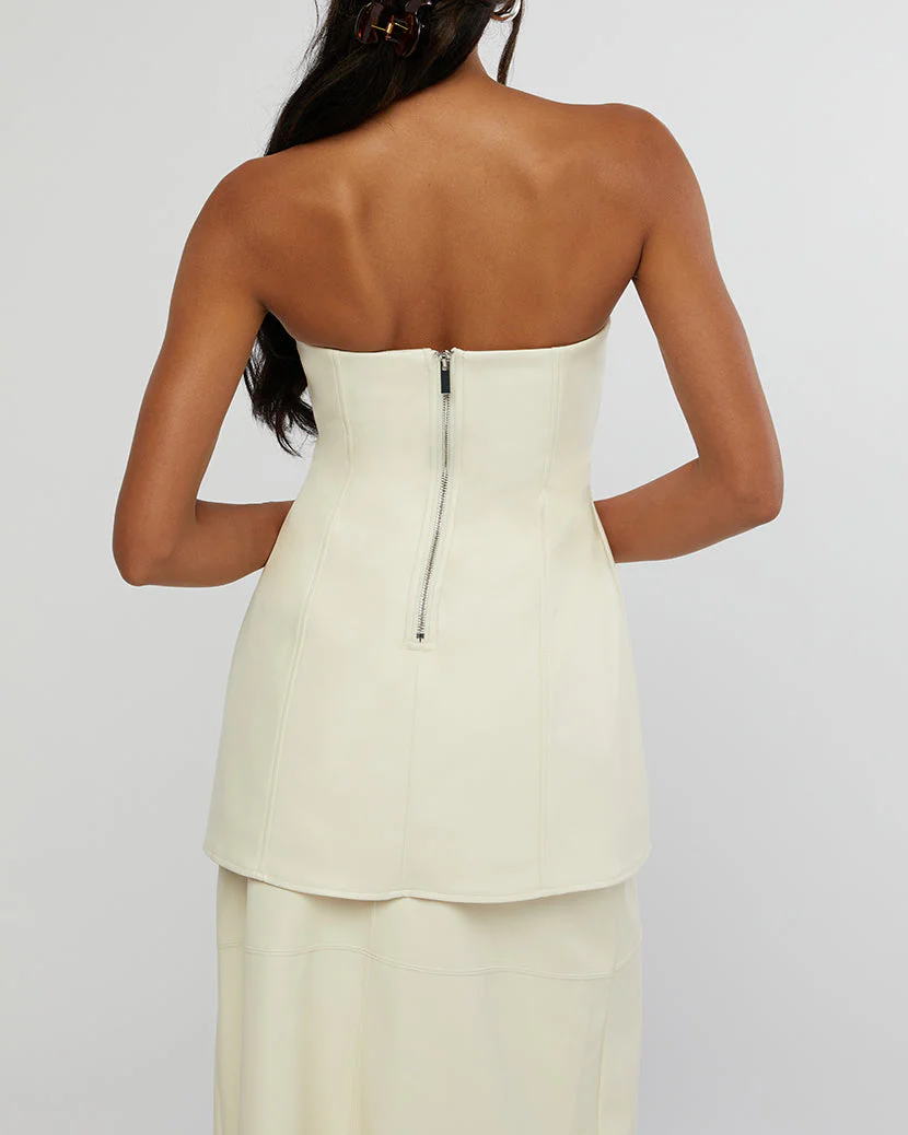 Vegan Leather Strapless Top | Ecru - Image 6