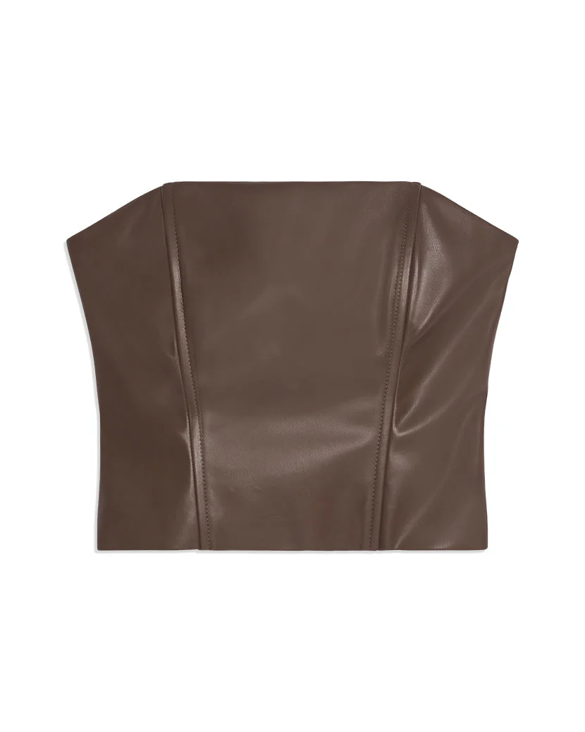 Vegan Leather Tube Top | Brown - Image 2