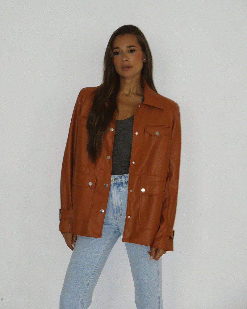 Vegan Leather Western Jacket | Cider - Image 3