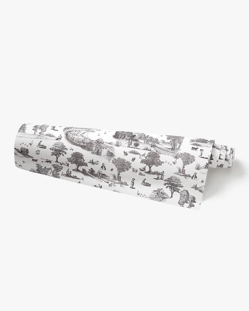 Vintage Toile Black Wallpaper | Vintage Toile Black
