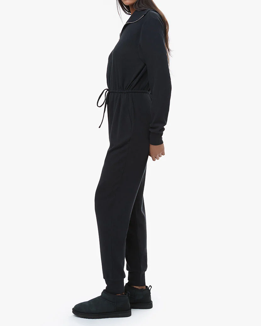 Waffle Collar Jumpsuit | Black - Image 5