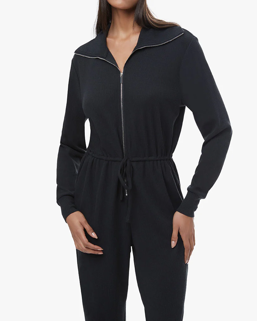 Waffle Collar Jumpsuit | Black - Image 6