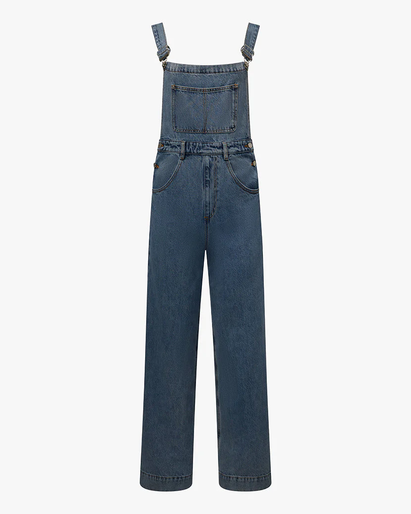 Wide Leg Denim Overall | Denim Blue - Image 2