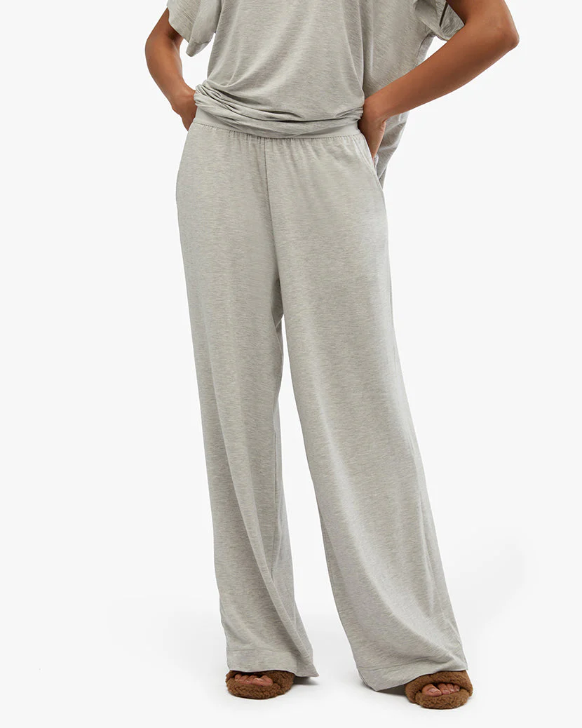 Wide Leg Modal Jersey Pant | Heather Grey - Image 4
