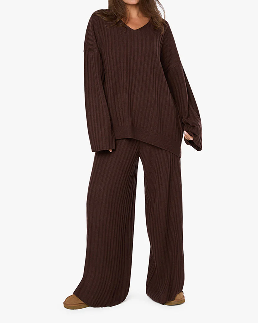 Wide Leg Pull On Pant | Brown - Image 3