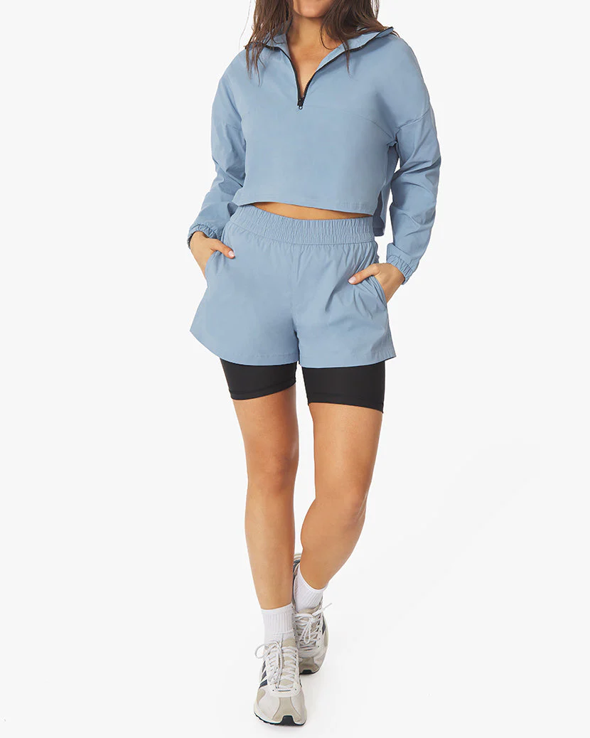 Windbreaker Nylon Biker Short | Dusty Blue - Image 4