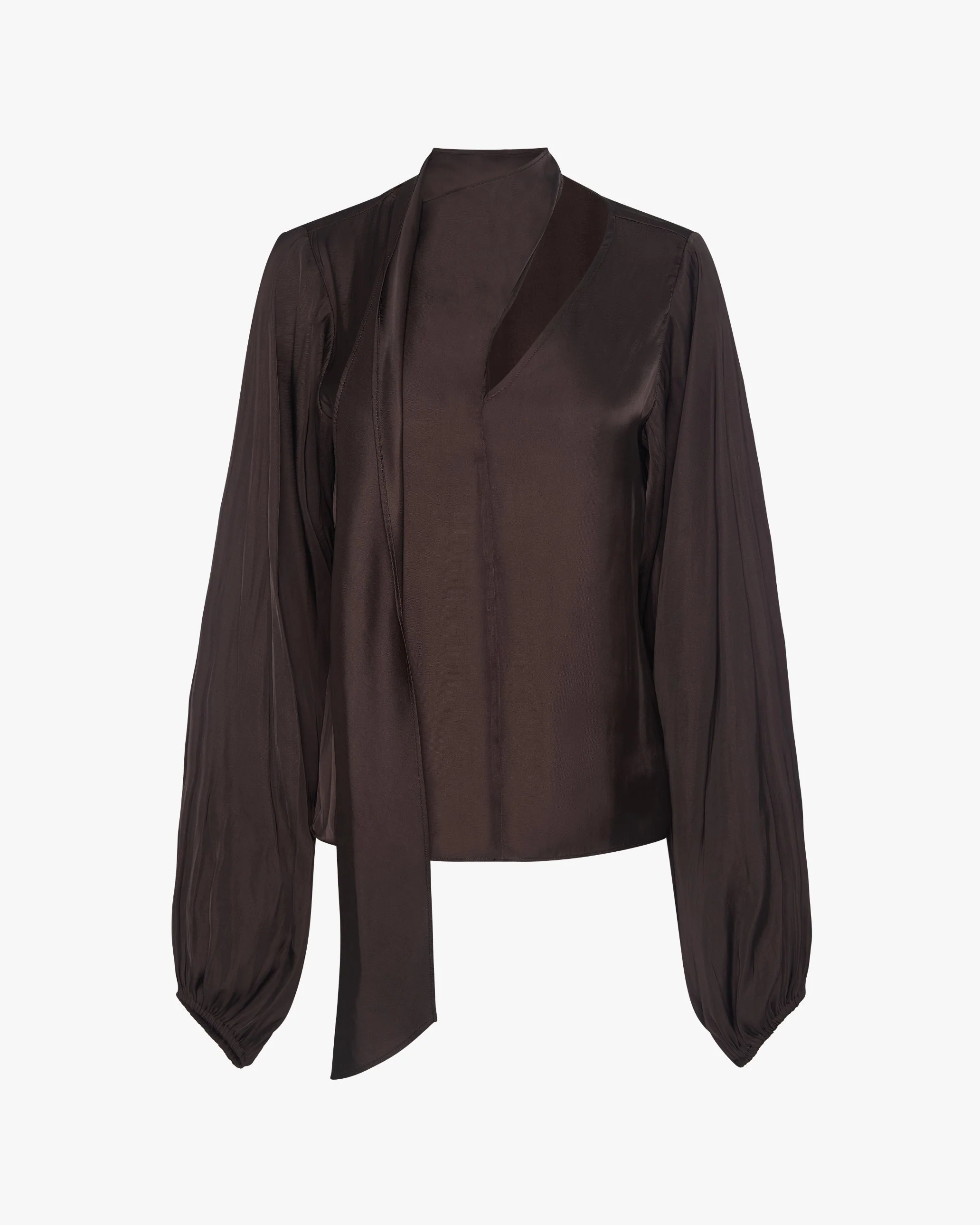 Wrap Neck Tie Top | Dark Brown - Image 3