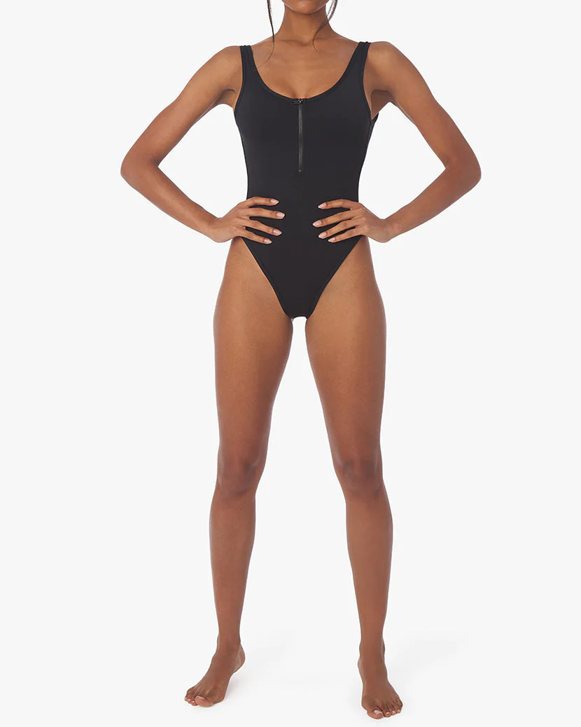 Zip Front One Piece | Black - Image 5
