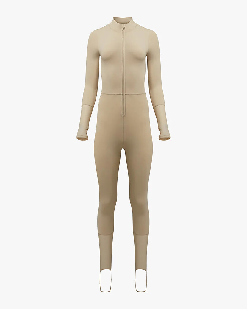 Zip Front Stirrup Jumpsuit | Taupe - Image 3